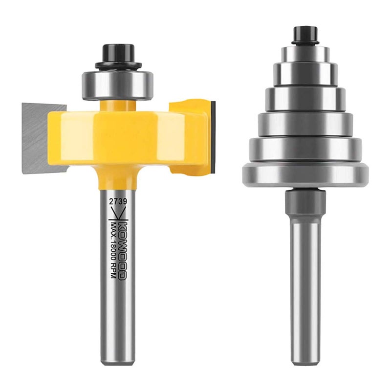 KOWOOD Rabbet Router Bit 1/4" Shank, 1-3/8" Height Multi-Slot Milling Cutter Bit (7 Bearings, Multiple Depths 1/8", 3/16",1/4", 5/16", 3/8", 7/16", 1/2") Interchangeable and Adjustable Bearings. - Image 1